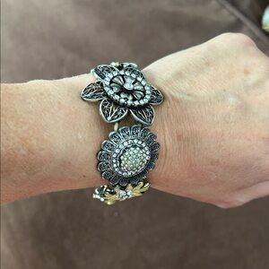 Floral Silver Stretch Bracelet